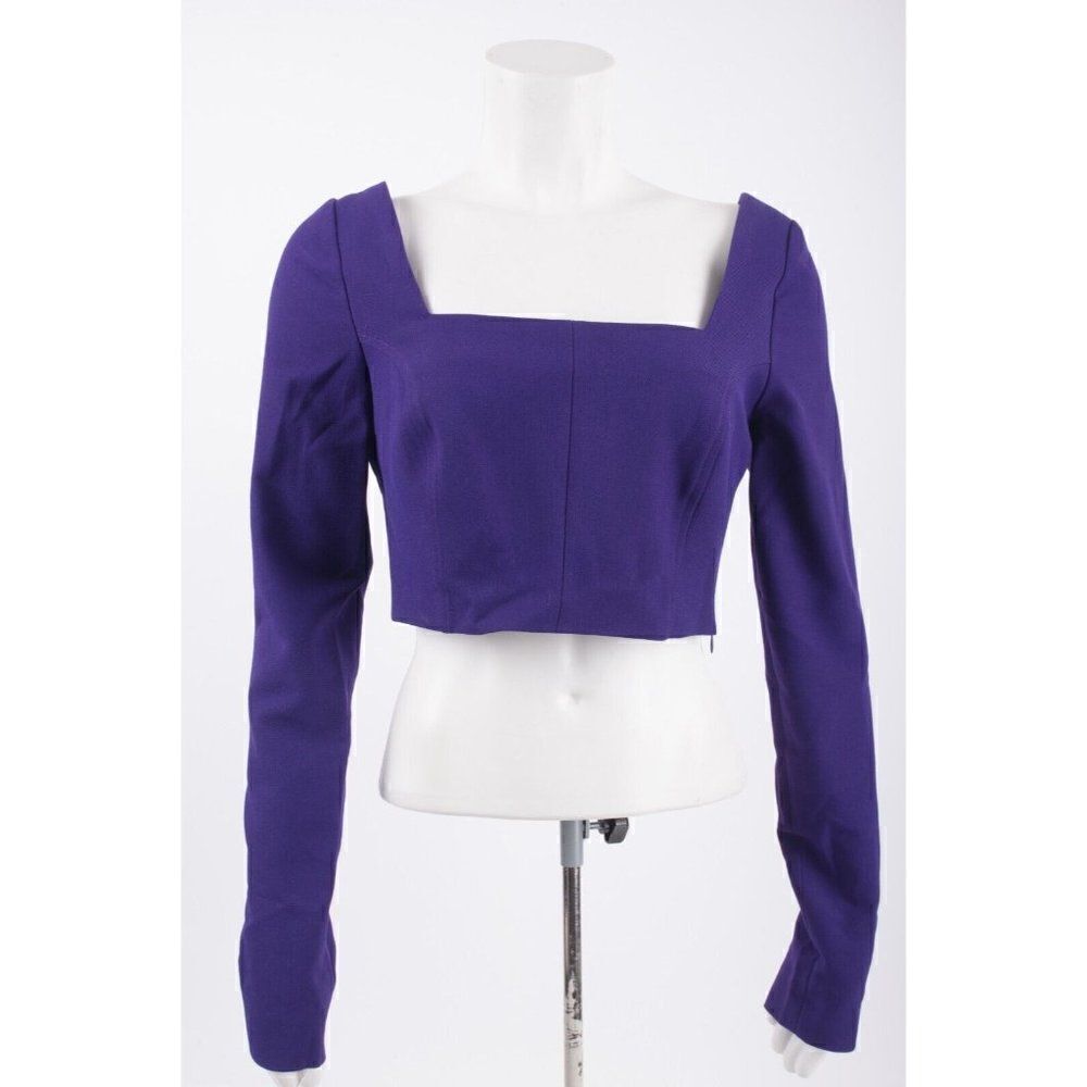 Zara Womens Cropped Top S Purple Long Sleeve Open Back 4043/281 NWT